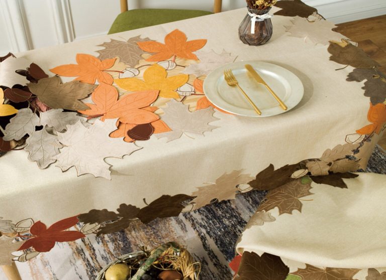 Καρέ Brown Leaf FQ45479 Velvet applique, 100%pol. 85x85 Liolios Home - Image 2