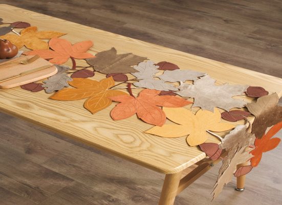 Τραπεζοκαρέ Brown Leaf FQ45479 Velvet applique, 100%pol. 130x130 Liolios Home - Image 3