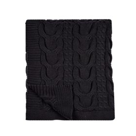 Κουβέρτα CABLE 130x170 (Charcoal) 100% cotton knitted 130x170 Liolios Home - Image 2