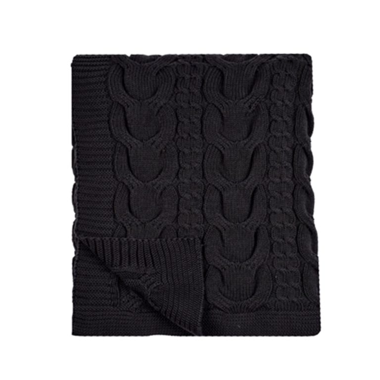 Κουβέρτα CABLE 130x170 (Charcoal) 100% cotton knitted 130x170 Liolios Home - Image 2