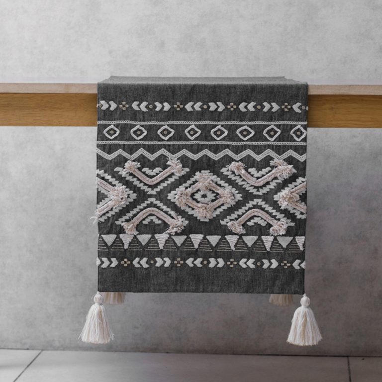 Τραβέρσα-Runner Ethnik (40x160) 100% cotton with tassel 40x160 Liolios Home - Image 1