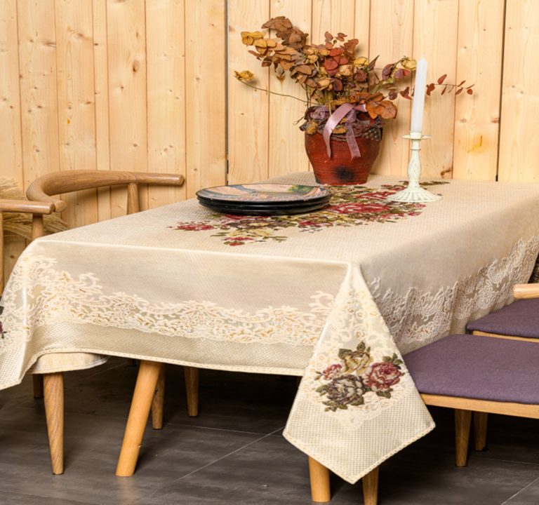 Τραπεζομάντηλο PLS-TB17008 (Στόφα-Jacquard) Cream 100% jacquard pol 145x220 Liolios Home - Image 2