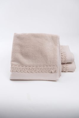 Small Flower (Beige) Σετ Πετσέτες Μπάνιου 3 Τεμάχια (30x50,50x90,70x140) 500gsm,100% cotton terry towel crochet Σετ 3τεμ: 30x50,50x90,70x140 Liolios Home