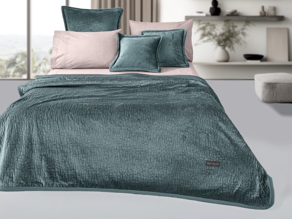 Σετ 2τμχ Κουβέρτα Bolzano Emerald 160x220 της Guy Laroche (100% Velvet Pol.)