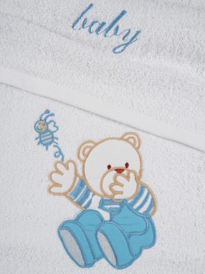 Σετ πετσέτες κεντητές Bear 04 White/Blue SUNSHINEHOME