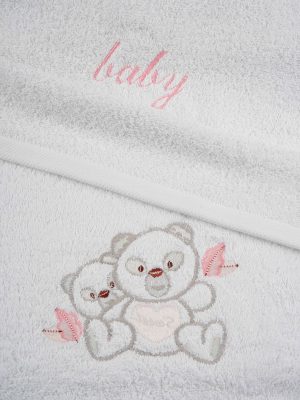 Σετ πετσέτες κεντητές Panda 02 White/Pink SUNSHINEHOME
