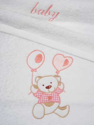 Σετ πετσέτες κεντητές Balloon 05 White/Pink SUNSHINEHOME