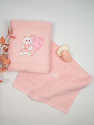 Σετ πετσέτες κεντητές Heart 10 Pink/Pink SUNSHINEHOME - Image 2