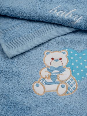 Σετ πετσέτες κεντητές Heart 10 Blue/Blue SUNSHINEHOME