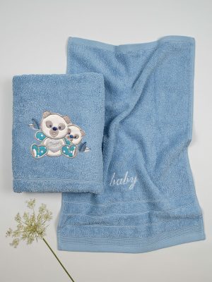 Σετ πετσέτες κεντητές Panda 02 Blue/Blue SUNSHINEHOME - Image 2