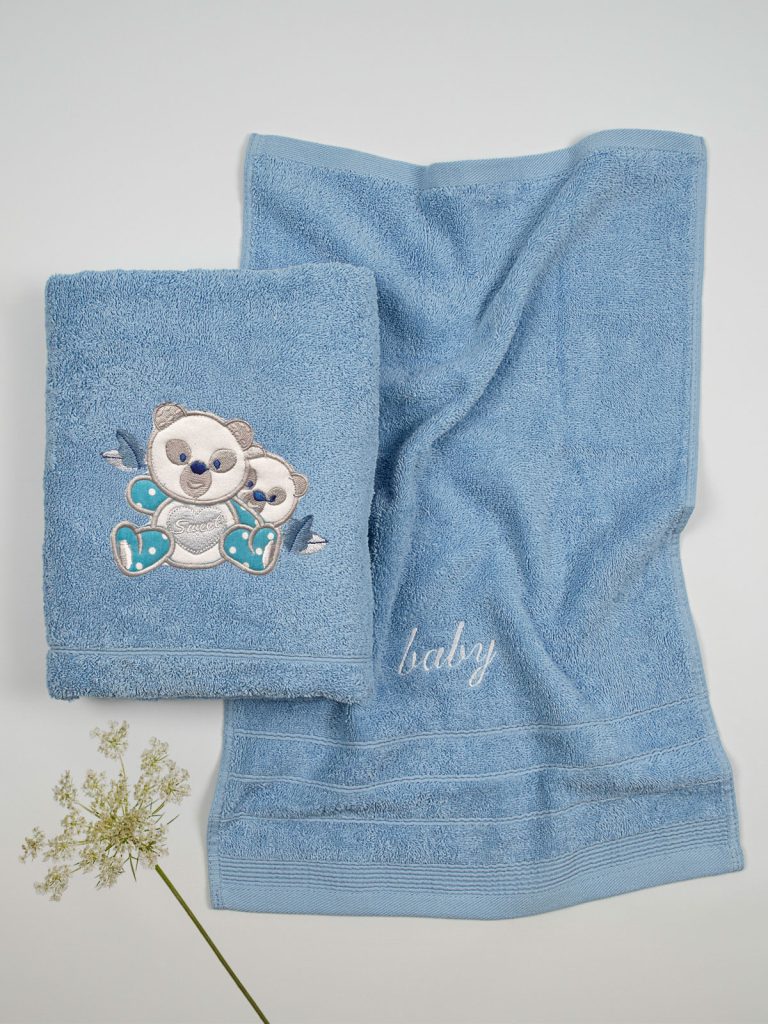 Σετ πετσέτες κεντητές Panda 02 Blue/Blue SUNSHINEHOME - Image 2
