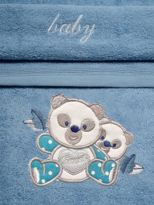 Σετ πετσέτες κεντητές Panda 02 Blue/Blue SUNSHINEHOME