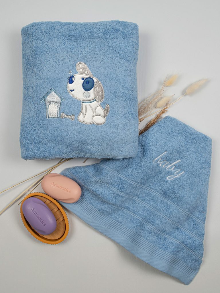 Σετ πετσέτες κεντητές Dog 07 Blue/Blue SUNSHINEHOME - Image 2