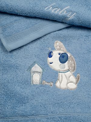 Σετ πετσέτες κεντητές Dog 07 Blue/Blue SUNSHINEHOME