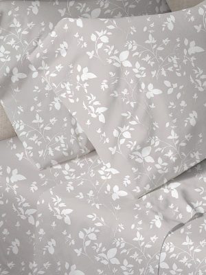 Σετ Σεντόνια Menta Εμπριμέ 040 Grey Υπέρδιπλο (235x250) SUNSHINEHOME