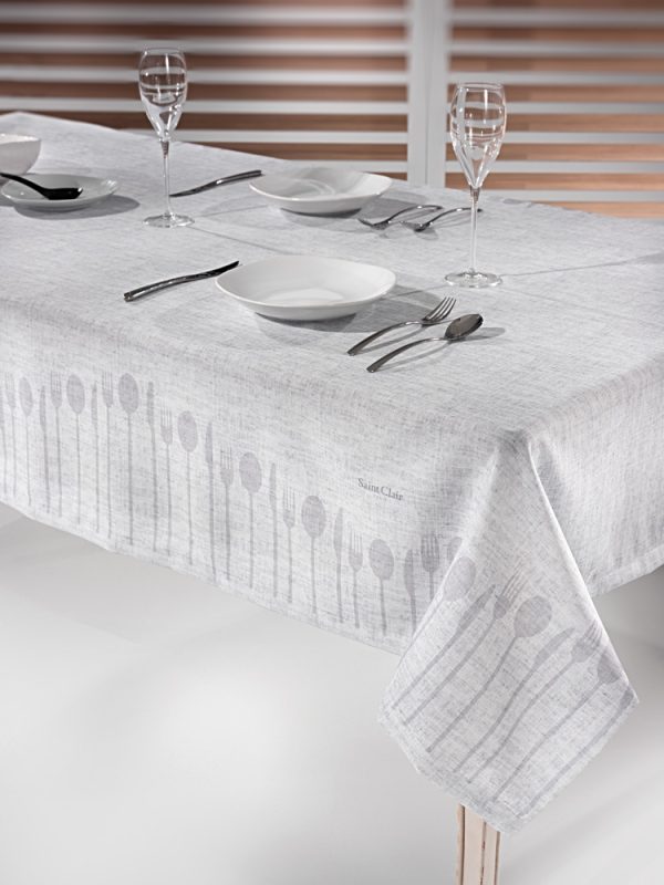 Αλέκιαστο/Αδιάβροχο Τραπεζομάντηλο 1007 Silver 145x145 της Saint Clair (100% Πολυεστέρας)
