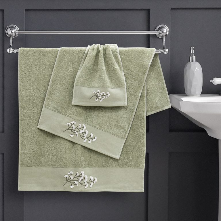 2100001978.jpg LINO ΣΕΤ ΠΕΤΣΕΤΕΣ BLOM OLIVE 3ΤΜΧ 100% Βαμβάκι - Image 1