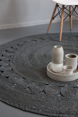 Στρογγυλό Χαλί R150 - Makrame Dark Gray της Nima Home 100% Jute Στρογγυλό Χαλί 150 εκατοστών