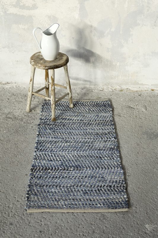 Χαλί 60x130 - Atlas Blue της Nima Home 50% Leather - 50% Denim, Hand Woven Χαλί 60x130