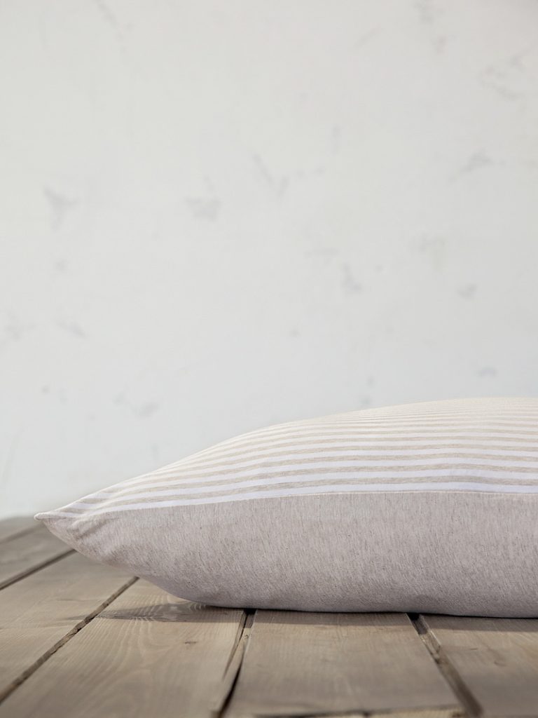 Σεντόνι Μονό - Naem Stripped Beige της Nima Home 100% Jersey Cotton Μονό 170x260 - Image 1
