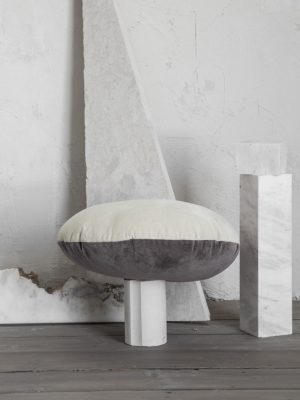 Διακοσμητικό Μαξιλάρι Φ.45 - Velvety Beige/Gray της Nima Home 100% Velour Cotton Στρογγυλό Μαξιλάρι 45 εκατοστών