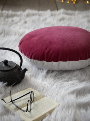 Διακοσμητικό Μαξιλάρι Φ.45 - Velvety Red/Light Gray της Nima Home 100% Velour Cotton Στρογγυλό Μαξιλάρι 45 εκατοστών