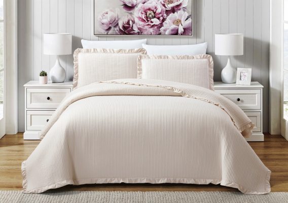 Μαξιλαροθήκες Armony (Beige) καπιτονέ κέντημα / ruffle Μαξ/θήκες 50x70/2τεμ Liolios Home - Image 2