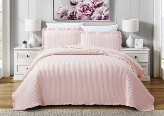 Μαξιλαροθήκες Armony (Pink) καπιτονέ κέντημα / ruffle Μαξ/θήκες 50x70/2τεμ Liolios Home - Image 2