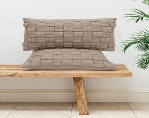 Clusp (Sandy Brown) Μαξιλάρι με γέμιση 100% cotton knitted Cushion 50x50 Liolios Home - Image 2
