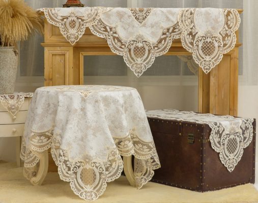 PLS-TB1101 Λινό κέντημα, με μεταξωτή δαντέλα, 60%linen, 40%pol. ΣΕΤ 5 ΤΕΜ Liolios Home