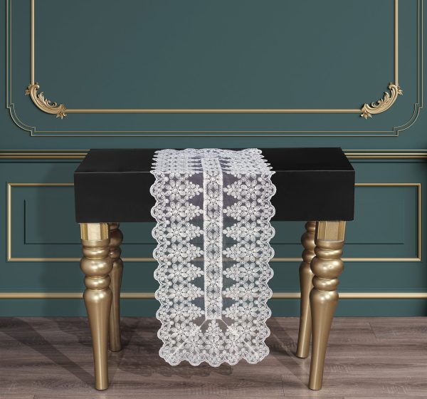 LUX DAISY-2 Χειροποίητο κέντημα σε τούλι 70x160 Liolios Home - Image 2