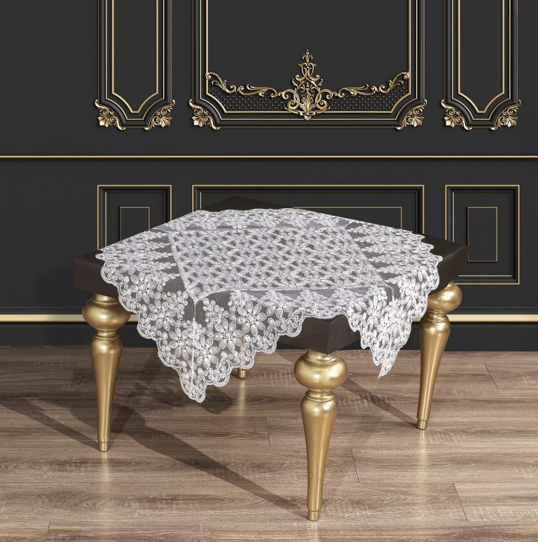 LUX DAISY-2 Χειροποίητο κέντημα σε τούλι 85x85 Liolios Home - Image 4