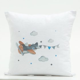 Μαξιλάρι Διακοσμητικό Printed Αεροπλανάκι 45 x 45 cm  100% Βαμβάκι Λευκό BOREA