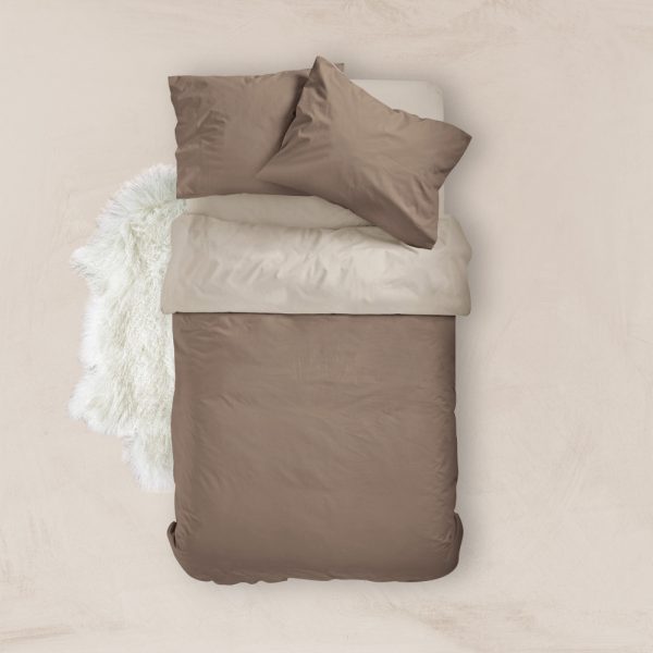 Παπλωματοθήκη Μονόχρωμη Solid Μονή 160 x 240 cm  100% Βαμβάκι Καφέ-Μπεζ BOREA - Image 7