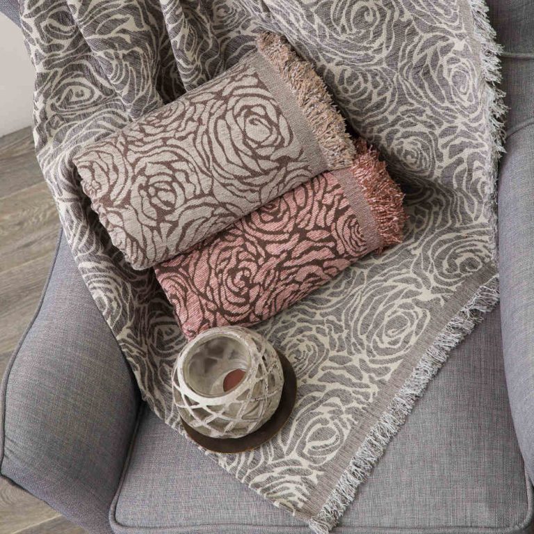 Ριχτάρι Σενίλ Διθέσιο Roses 180 x 250 cm  100% Πολυέστερ Ροζέ BOREA - Image 2