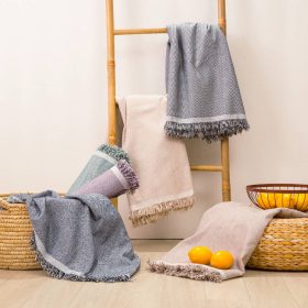 Ριχτάρι Βαμβακερό Τετραθέσιο Basic 180 x 320 cm  100% Βαμβάκι Μπλε BOREA