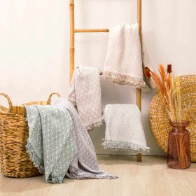 Ριχτάρι Βαμβακερό Τριθέσιο Ikat 180 x 300 cm 100% Βαμβάκι Γκρι BOREA