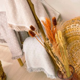 Ριχτάρι Βαμβακερό Διθέσιο Ikat 180 x 250 cm 100% Βαμβάκι Γκρι BOREA - Image 2