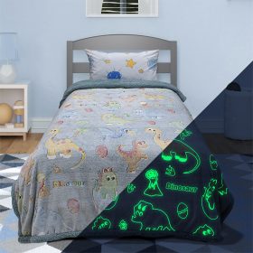 LINO ΚΟΥΒΕΡΤΑ FLEECE SHERPA ΦΩΣΦΟΡΙΖΕ VOLCANO GREY-CIEL 160X220 100% Πολυέστερ