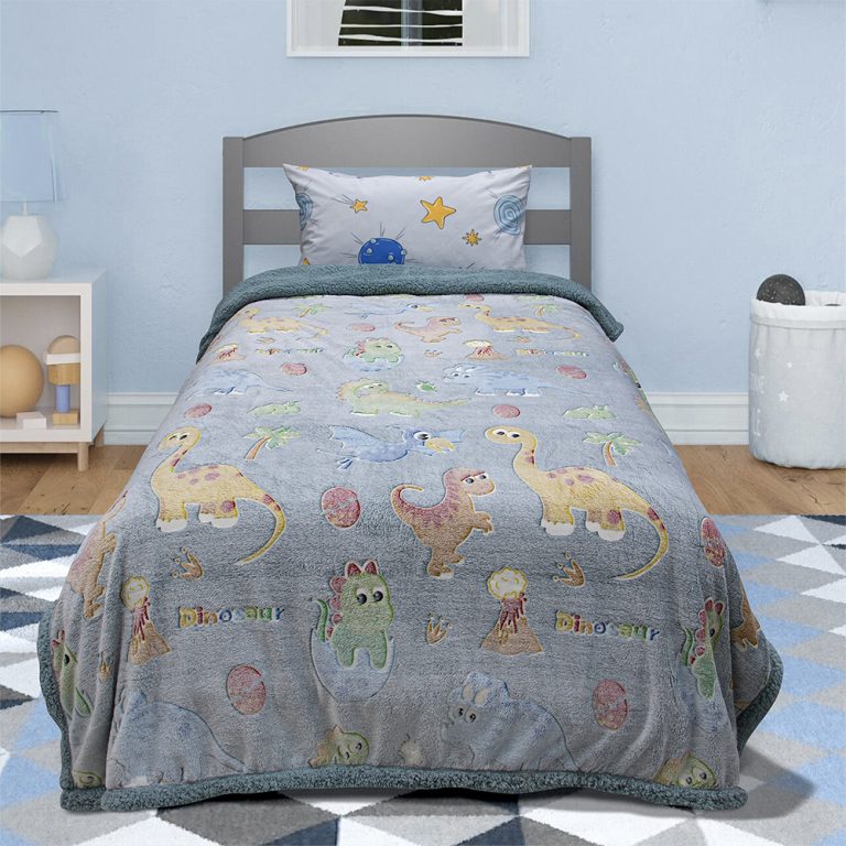LINO ΚΟΥΒΕΡΤΑ FLEECE SHERPA ΦΩΣΦΟΡΙΖΕ VOLCANO GREY-CIEL 160X220 100% Πολυέστερ - Image 2