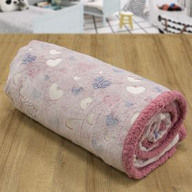 LINO ΚΟΥΒΕΡΤΑ FLEECE SHERPA ΦΩΣΦΟΡΙΖΕ HERZ PINK 160X220 100% Πολυέστερ - Image 5
