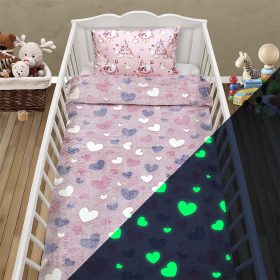 LINO ΚΟΥΒΕΡΤΑ FLEECE ΦΩΣΦΟΡΙΖΕ HERZ PINK 110X150 100% Πολυέστερ