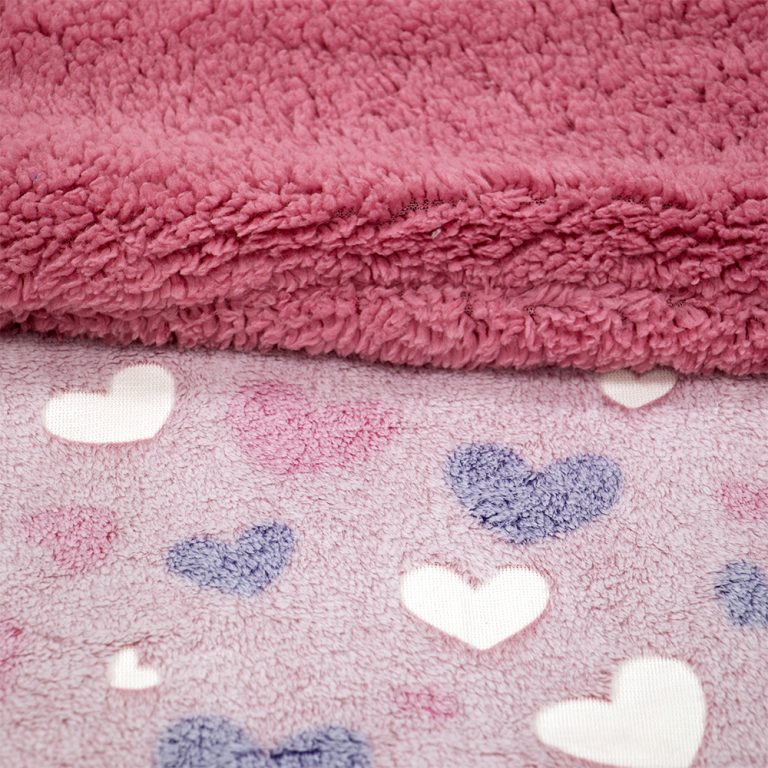 LINO ΚΟΥΒΕΡΤΑ FLEECE SHERPA ΦΩΣΦΟΡΙΖΕ HERZ PINK 110X150 100% Πολυέστερ - Image 4