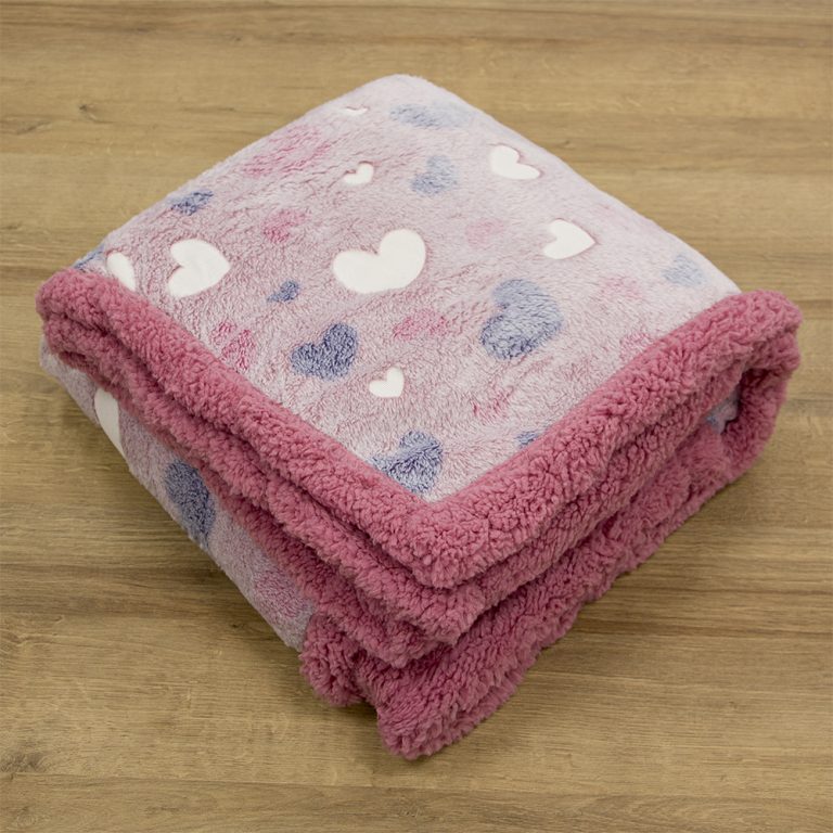 LINO ΚΟΥΒΕΡΤΑ FLEECE SHERPA ΦΩΣΦΟΡΙΖΕ HERZ PINK 110X150 100% Πολυέστερ - Image 5