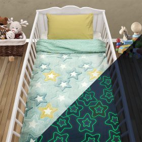 LINO ΚΟΥΒΕΡΤΑ FLEECE SHERPA ΦΩΣΦΟΡΙΖΕ STER MINT 110X150 100% Πολυέστερ