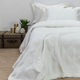 Κουβερλί Σετ Φαίδρα Εκρού Υπέρδιπλο 220 x 240 cm + (2) 50 x 70 cm  100% Πολυέστερ Εκρού BOREA
