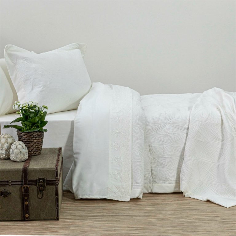 Κουβερλί Σετ Φαίδρα Εκρού Υπέρδιπλο 220 x 240 cm + (2) 50 x 70 cm  100% Πολυέστερ Εκρού BOREA - Image 4