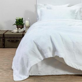Κουβερλί Σετ Φαίδρα Λευκό Υπέρδιπλο 220 x 240 cm + (2) 50 x 70 cm  100% Πολυέστερ Λευκό BOREA