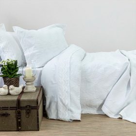 Κουβερλί Σετ Φαίδρα Λευκό Υπέρδιπλο 220 x 240 cm + (2) 50 x 70 cm  100% Πολυέστερ Λευκό BOREA - Image 3