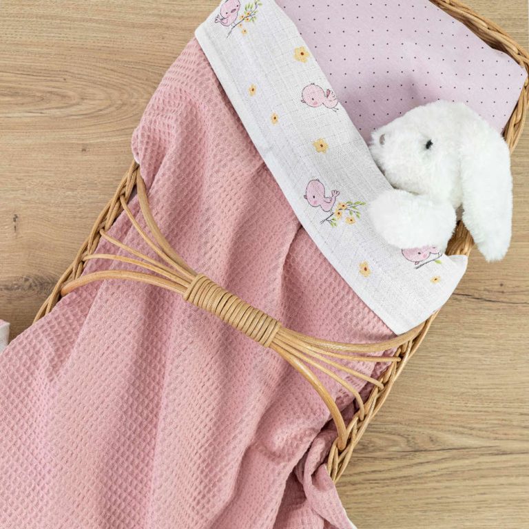 Κουβέρτα Αγκαλιάς Birdie 80 x 110 cm  80% Βαμβάκι-20% Πολυέστερ Ροζ BOREA - Image 2